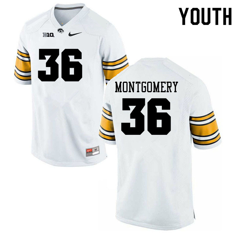 Youth #36 Jayden Montgomery Iowa Hawkeyes College Football Alternate Jerseys Sale-White - Click Image to Close